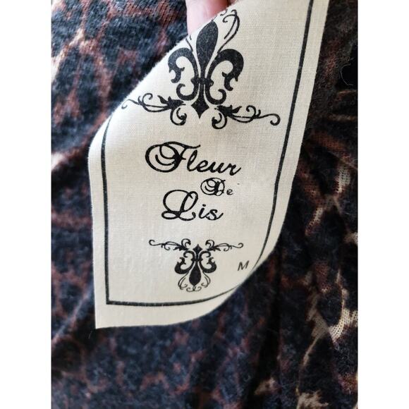 Fleur De Lis Tunic Top Women Medium Multicolor Long Sleeves Round Neck Pullover - Picture 12 of 13